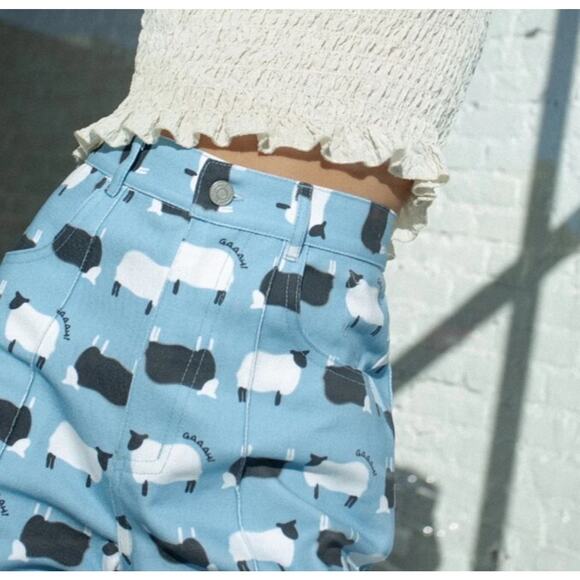 Lisa Says Gah 27 Jeans Robyn Counting Sheep High Rise Blue Slim Waist Slight Leg - Picture 3 of 11